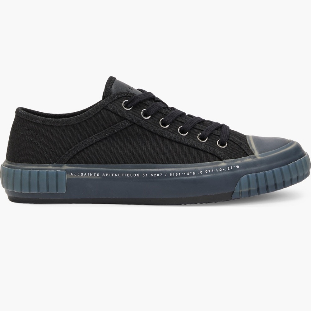 AllSaints Spitalfields Black Low Top Sneakers – Size 6 – Like New